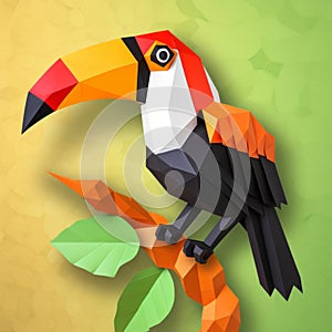 Colorful Toucan Paper Craft: Low Polygraphic Design With Interactive Pieces photo