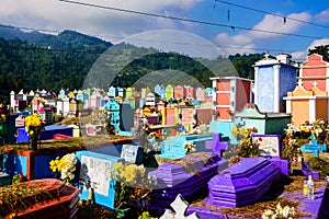 Colorful toumbs in Chichicastenango graveyard photo