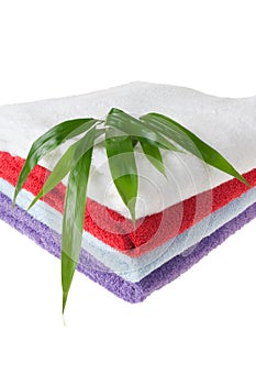 Colorful Towels With Bamboo Leaves