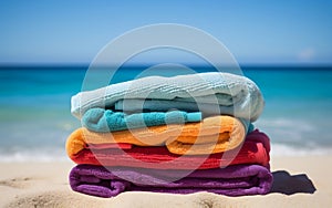 Colorful Towels on the Beach. AI