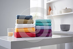 Colorful Towels in Bright Bathroom Interior