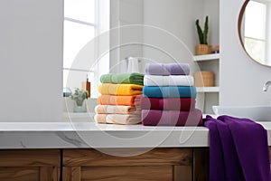 Colorful Towels in Bright Bathroom Interior