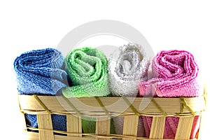 Colorful towels in rolls