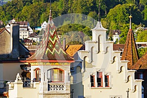 Colorful towers shown in the morning light