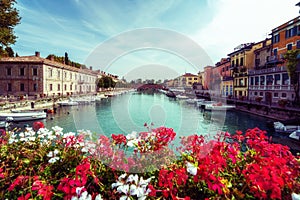 Colorful town of Peschiera del Garda in Italy.