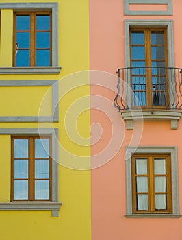 Colorful townhouses details