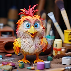 Colorful Toy Bird: Hyper-realistic Portraiture And Action-packed Cartoons photo