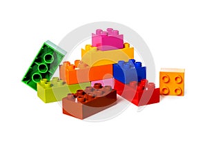 colorful toy building blocks isolated on white