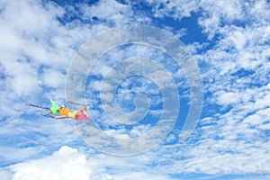 The colorful toy plane with blue sky