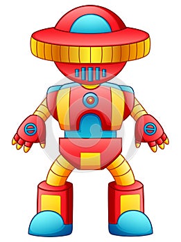 Colorful toy robot cartoon isolated on white background