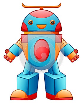 Colorful toy robot cartoon isolated on white background