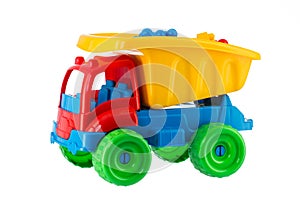 Colorful toy truck isolated on white