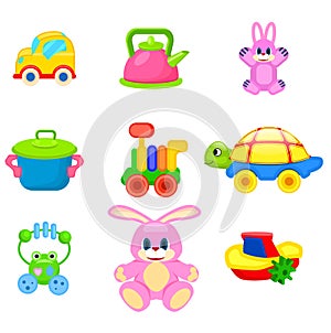 Colorful Toys for Preschoolers Illustrations Set