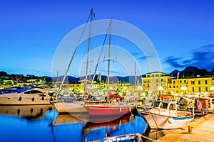 Colorful and traditional boats on Porto Azzurro photo