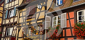 Colorful traditional french houses in Petite Venise, Colmar