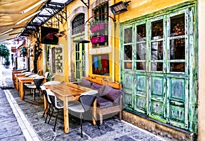 Old streets of Rethymno,Crete island,Greece. photo