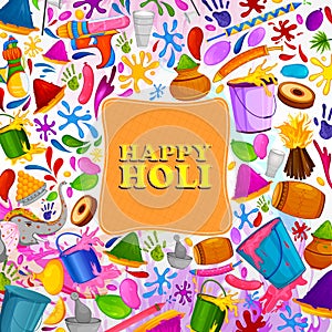 Colorful Traditional Holi background for festival of colors of India