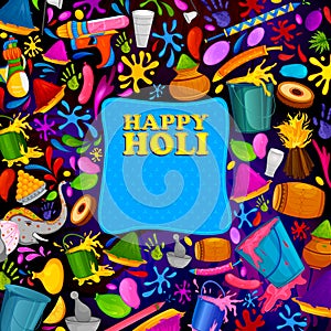 Colorful Traditional Holi background for festival of colors of India