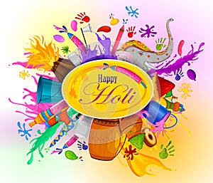 Colorful Traditional Holi background for festival of colors of India