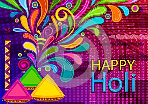 Colorful Traditional Holi background for festival of colors of India