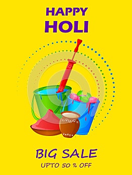 Colorful Traditional Holi Shopping Discount Offer Advertisement background for festival of colors of India