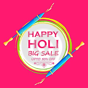 Colorful Traditional Holi Shopping Discount Offer Advertisement background for festival of colors of India