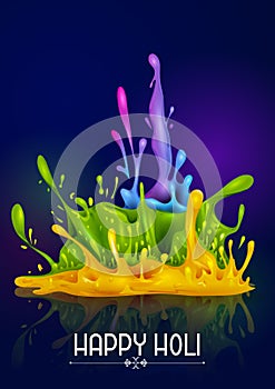 Colorful Traditional Holi splash background for festival of colors of India