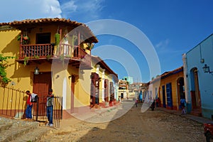 Colorful traditional houses in the colonial town of Trinidad in Cuba, a UNESCO World Heritage site