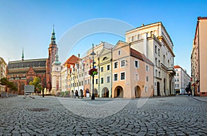 Colorful traditional houses in Legnica, Poland