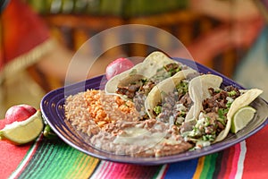 Colorful Traditional Mexican food dishes photo