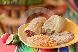 Colorful Traditional Mexican food dishes photo