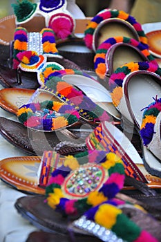Colorful traditional pakistani shoes photo