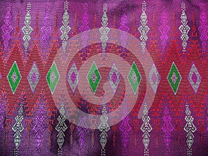 Colorful Traditional Thai Purple Silk Textile Pattern Handcraft Texture Vintage Style