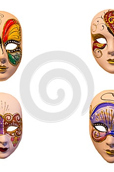 Colorful traditional Venetian mask isolated on white background