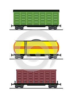Colorful train car vagon. On the railway