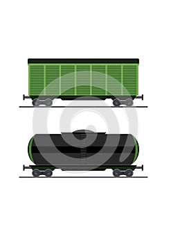 Colorful train car vector vagon. On the railway