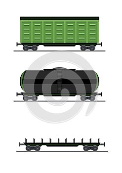 Colorful train car vector vagon. On the railway photo