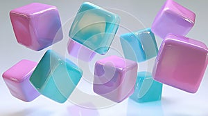 Colorful translucent cubes floating in space, showcasing a modern design aesthetic