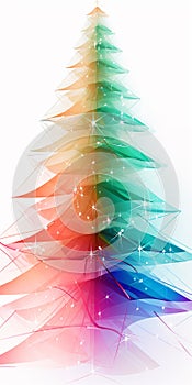 Colorful transparent christmas tree on white background. Illustration