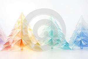 Colorful transparent christmas trees on white background. Illustration