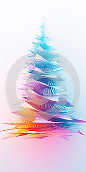 Colorful transparent glass christmas tree on white background. Illustration