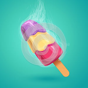 colorful trasty ice cream with cold steam