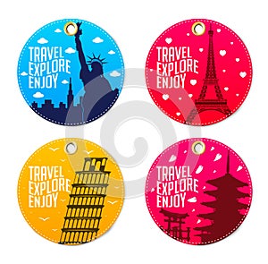 Colorful Travel Explore Enjoy Beautiful Round Tags or Bookmarks