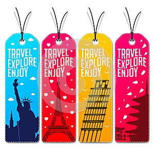 Colorful Travel Explore Enjoy Beautiful Tags or Bookmarks