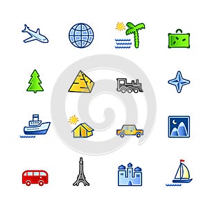 Colorful travel icons