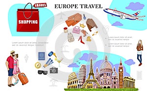 Colorful Travel to Europe Concept