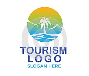 Colorful travel tourism nature logo design icon template emblem