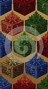 Colorful Treasure Chests Pattern