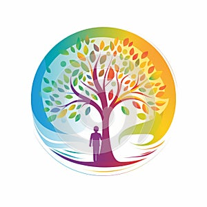 Colorful Tree Design With Silhouette: A Symbol Of Balance And Harmony photo