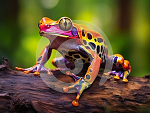 Colorful tree frog in natural environment.